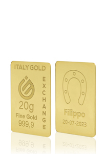 Lingotto Oro 24Kt da 20 gr. Ferro di Cavallo portafortuna  - Idea Regalo Portafortuna - IGE Gold